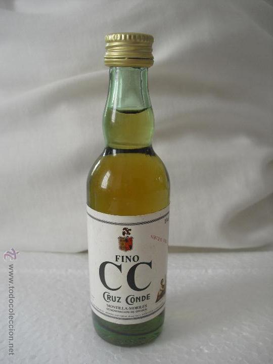 Bouteilles anciennes: Mini botella, botellin miniatura Fino CC Cruz Conde Montilla Moriles Botellita.Minibotella