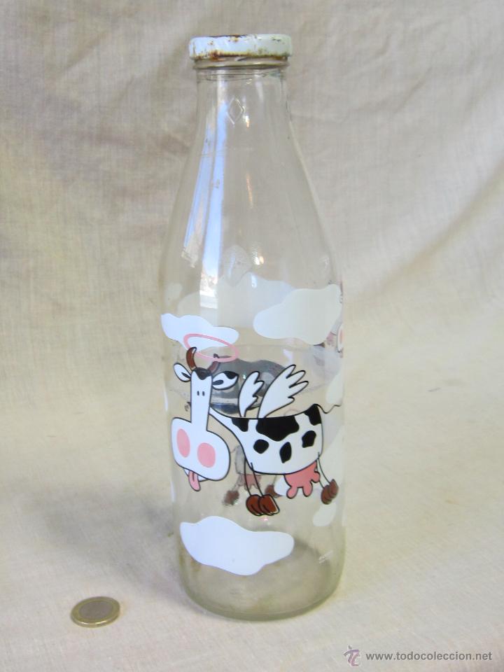 Botellas antiguas: BOTELLA DE LECHE ANGEL COW - Foto 1