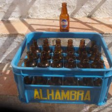 Botellas antiguas: CAJA BOTELLAS BOTELLINES CERVEZA 1/5 ANTIGUAS ALHAMBRA SERIGRAFIADAS