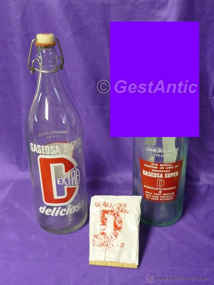 Botellas antiguas: GASEOSA SUPER-D EXTRA + CAPUCHON PLASTICO ORIGINAL - Foto 1