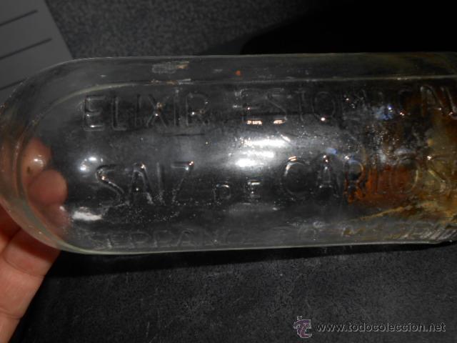 Botellas antiguas: ANTIGUA BOTELLA ELIXIR ESTOMACAL SAIZ DE CARLOS - Foto 3