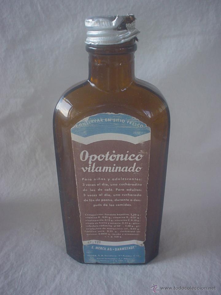 Botellas antiguas: OPOT&Oacute;NICO VITAMINADO - E. MERCK - Foto 2
