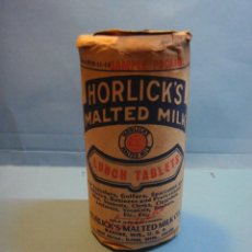 Botellas antiguas: PEQUEÑA BOTELLA DE CRISTAL DE LECHE MALTEADA HORLICKS. 1950 BOTE SIN ABRIR. PLAN MARSHALL. HORLICK. Lote 46515103