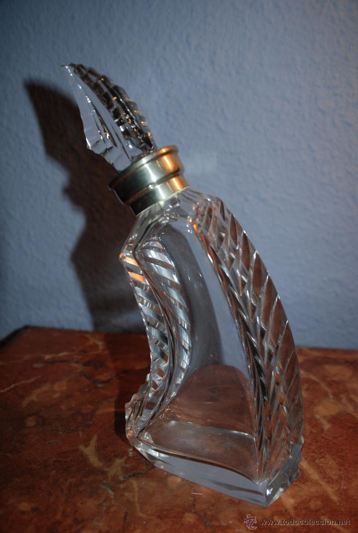 Botellas antiguas: ORIGINAL BOTELLA LICORERA DE CRISTAL CON CUELLO DE PLATA - Foto 4