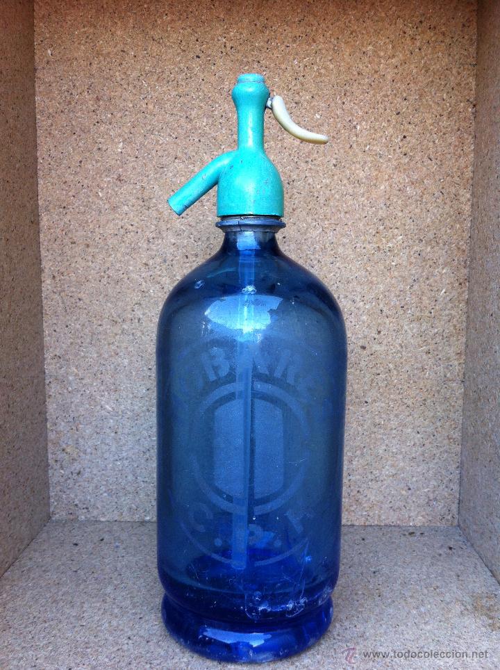 Botellas antiguas: SIF&Oacute;N AZUL (HOBARES) LE&Oacute;N - Foto 1