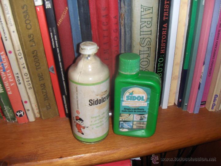 Botellas antiguas: SIDOLCROM Y SIDOL LIMPIAMETALES. - Foto 1