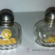 Botellas antiguas: SALEROS CRISTAL Y PLATA. Lote 48316714