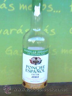 Botellas antiguas: Antigua botella de ponche espa&ntilde;ol - Bodegas hidalgo la gitana - Foto 1