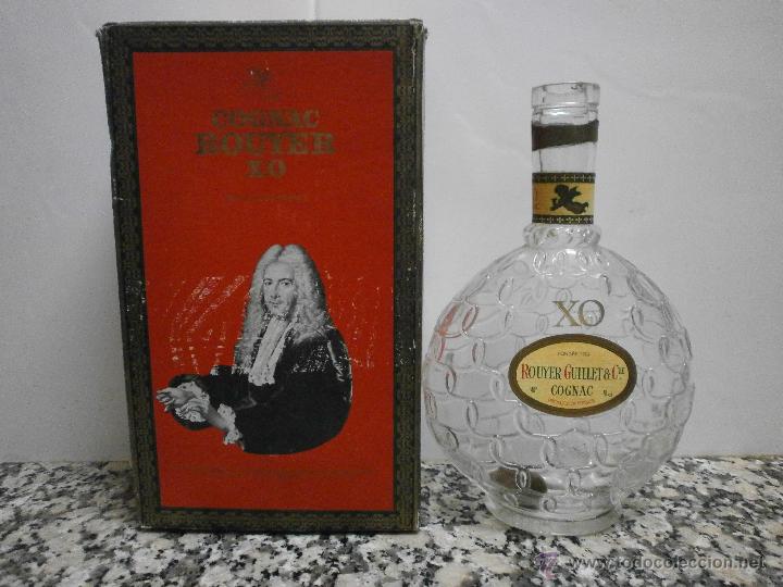 Botellas antiguas: CAJA Y BOTELLA COGNAC ROUYER X.O - Foto 1