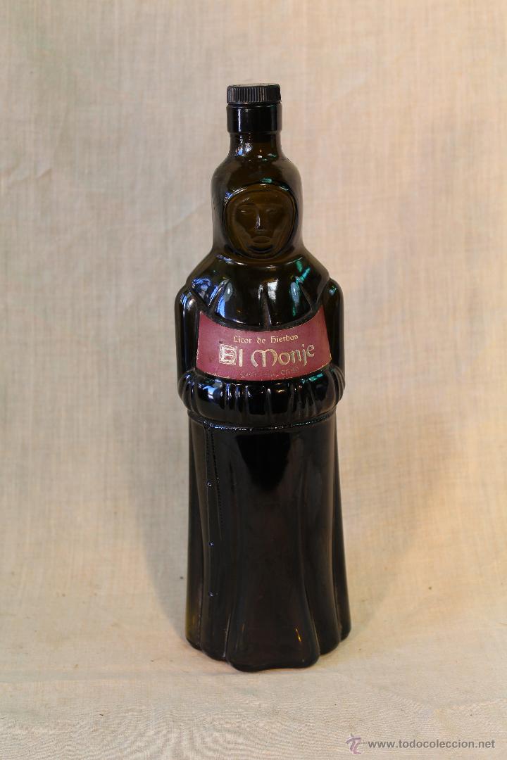 Botellas antiguas: BOTELLA LICOR DE HIERBAS EL MONJE - Foto 3
