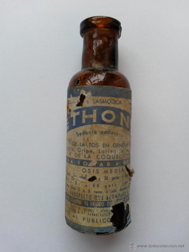 Botellas antiguas: Frasco de aethone de 8 x 2,5 cms - Foto 1