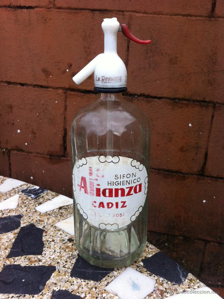 Botellas antiguas: SIF&Oacute;N LA ALIANZA. C&Aacute;DIZ - Foto 1
