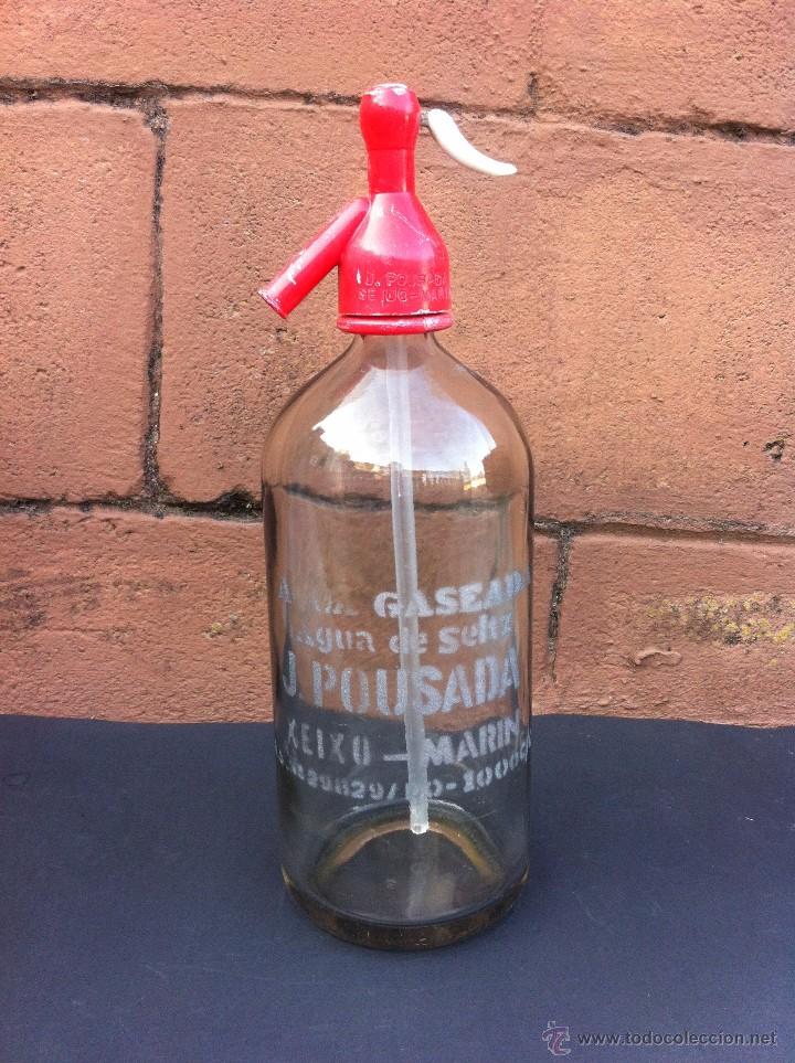 Botellas antiguas: SIF&Oacute;N J. POUSADA. XEIXO-MAR&Iacute;N. - Foto 1