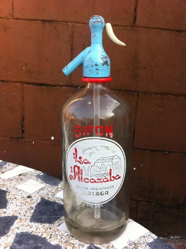 Botellas antiguas: SIF&Oacute;N LA ALCAZABA. M&Aacute;LAGA - Foto 1