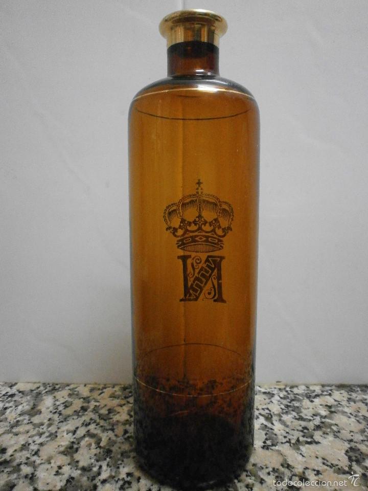 Botellas antiguas: BOTELLA  CRISTAL MARRON CON LA LETRA. N - Foto 2