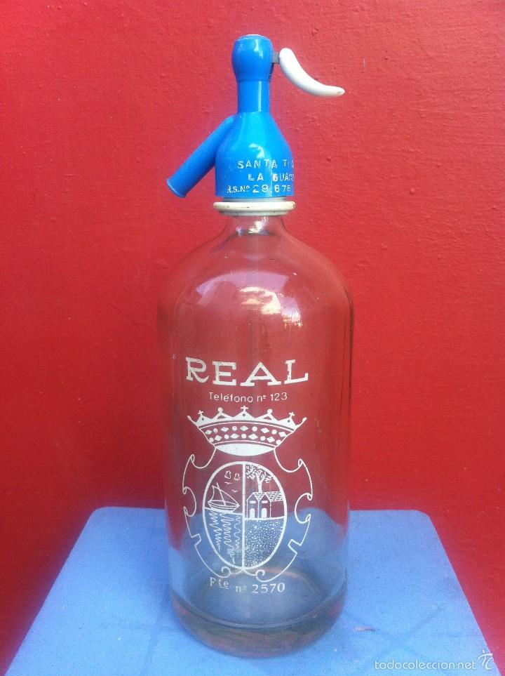 Botellas antiguas: BOTELLA SIF&Oacute;N (REAL) PUEBLA DEL CARAMI&Ntilde;AL - Foto 1