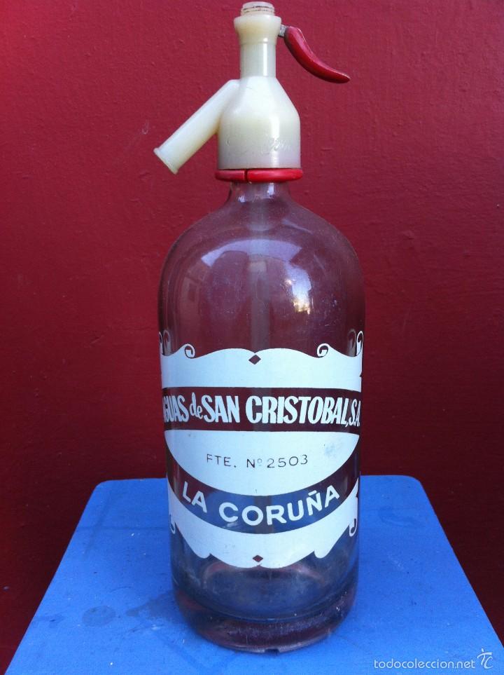 Botellas antiguas: SIF&Oacute;N (AGUAS DE SAN CRISTOBAL) CORU&Ntilde;A - Foto 1