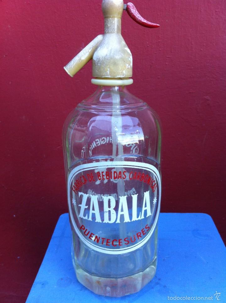 Botellas antiguas: SIF&Oacute;N (ZABALA) PUENTECESURES. - Foto 1