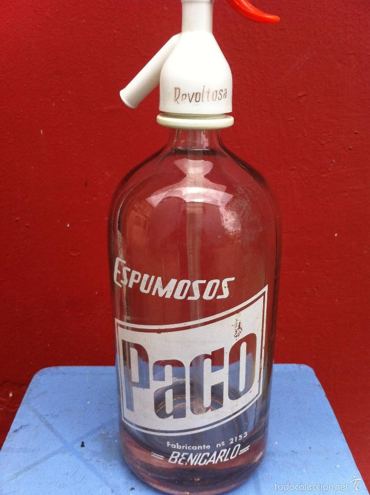 Botellas antiguas: SIF&Oacute;N (ESPUMOSOS PACO) BENICARLO - Foto 1