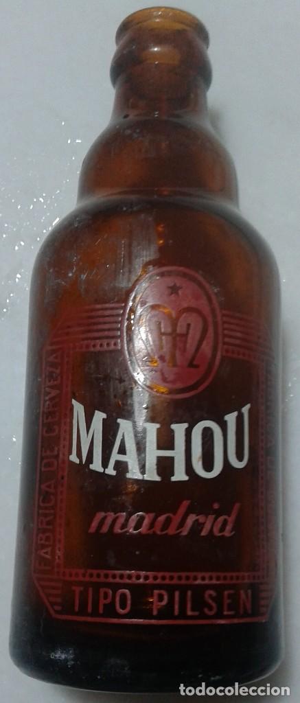 Botellas antiguas: Mahou. Serigraf&iacute;a Roja - Foto 1