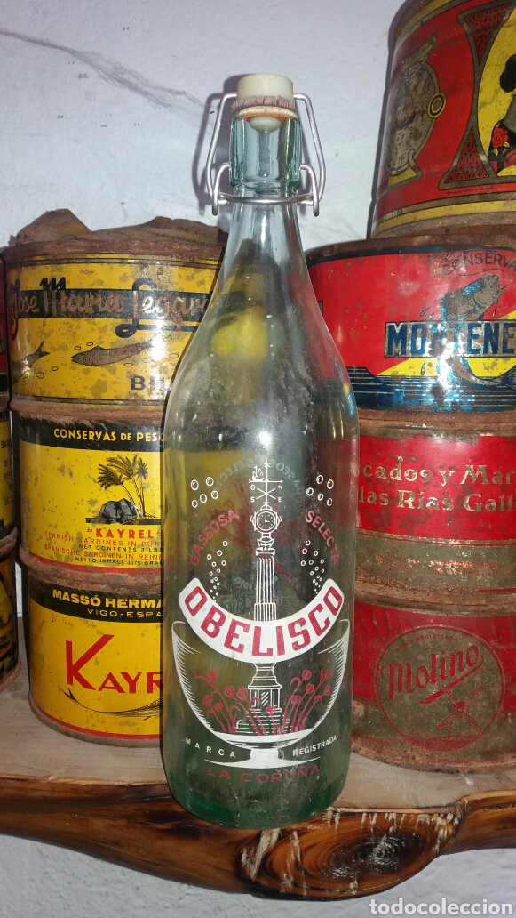 Botellas antiguas: Botella gaseosa el obelisco de la coru&ntilde;a - Foto 1