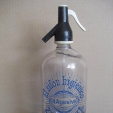 Botellas antiguas: SIFON HIGIENICO H. AGUAVIVA ZARAGOZA. SERIGRAFIA AZUL