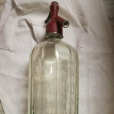 Botellas antiguas: SIFON ANTIGUO SEREGRAFIADO LA FLOR DE VIMBODI LERIDA TAPON DE PLOMO FIGUERES. 