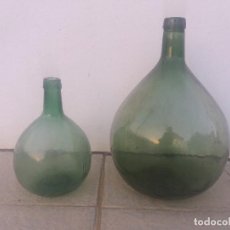 Botellas antiguas: 2 ANTIGUAS GARRAFAS DAMAJUANA DE ARROBA VINO O ACEITE GRANDE CRISTAL DE 16 LITROS CON FORMA LÁGRIMA