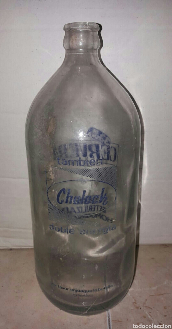 Botellas antiguas: BOTELLA LECHE CERVERA CHOLECK 1 LITRO - Foto 2