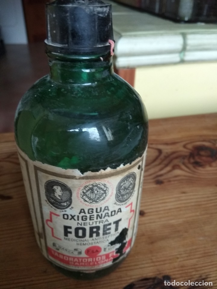 Botellas antiguas: agua oxigenada foret llena - Foto 3