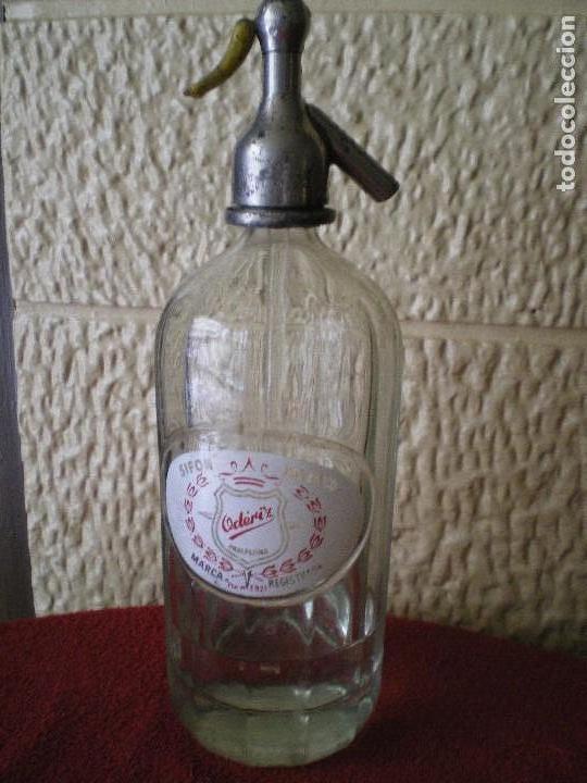 Botellas antiguas: SIF&Oacute;N OD&Eacute;RIZ. PAMPLONA, NAVARRA. CABEZA DE PLOMO. - Foto 1