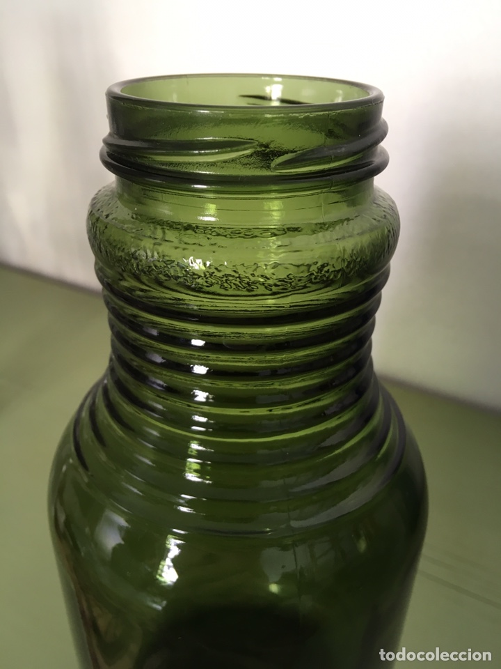 Botellas antiguas: Botella boca ancha verde - Foto 2