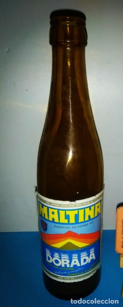 Botellas antiguas: Botella de cerveza maltina - Foto 1