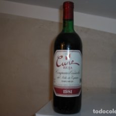 Botellas antiguas: BOTELLA VINO RIOJA. CUNE CRIANZA 1981.. Lote 326268158