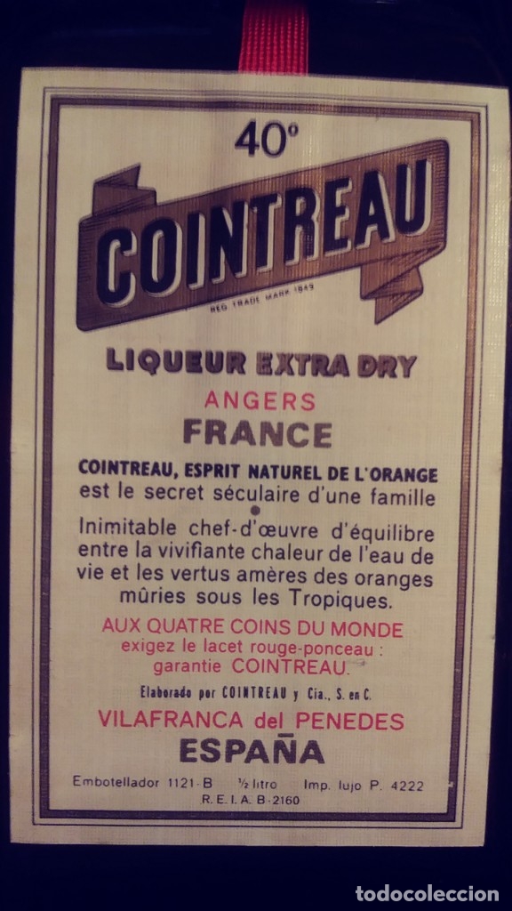 Botellas antiguas: botella de Cointreau 500 cl - Foto 1