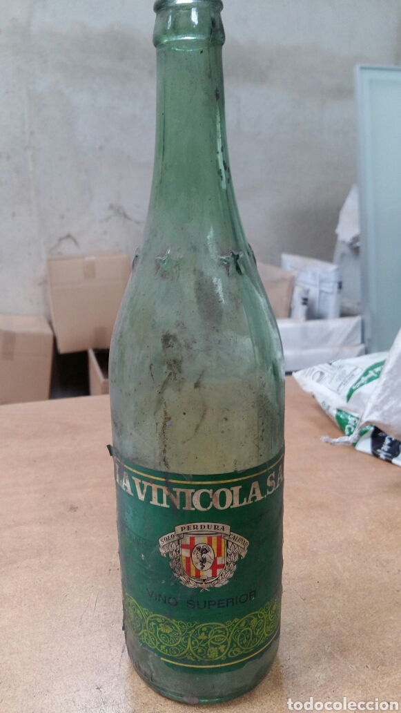 Botellas antiguas: Botella vino vacia - Foto 2