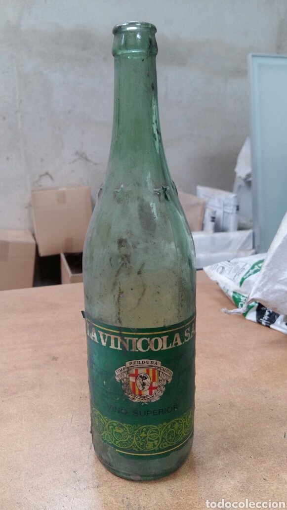 Botellas antiguas: Botella vino vacia - Foto 1