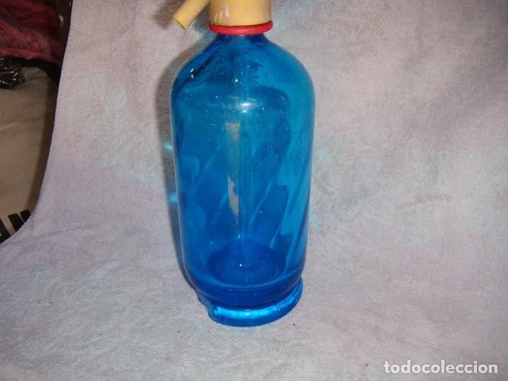 Botellas antiguas: Sifon cristal azul - Foto 2
