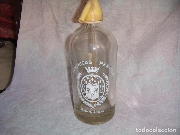 Botellas antiguas: Sifon de cristal de Carbonicas Ferrer - Foto 1