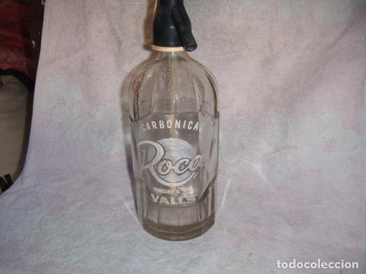 Botellas antiguas: Sifon de cristal marca ROCA - Foto 1