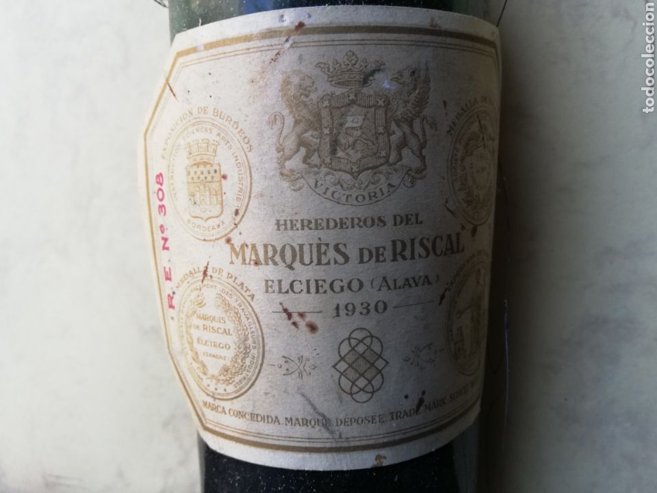 Botellas antiguas: MARQUES DE RISCAL - A&Ntilde;O 1930 - - Foto 3