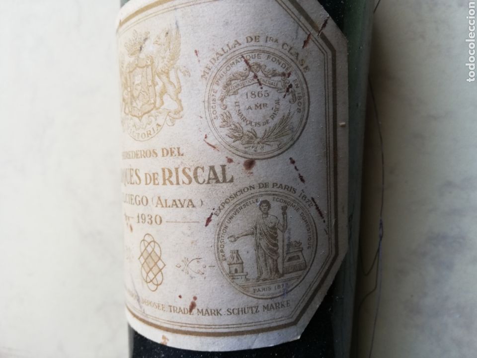 Botellas antiguas: MARQUES DE RISCAL - A&Ntilde;O 1930 - - Foto 4