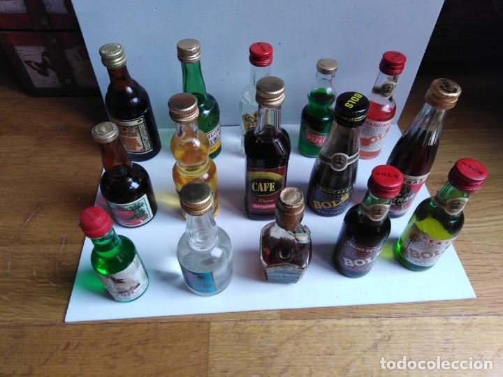 Botellas antiguas: Lote 15 botellas miniatura variadas - Foto 3