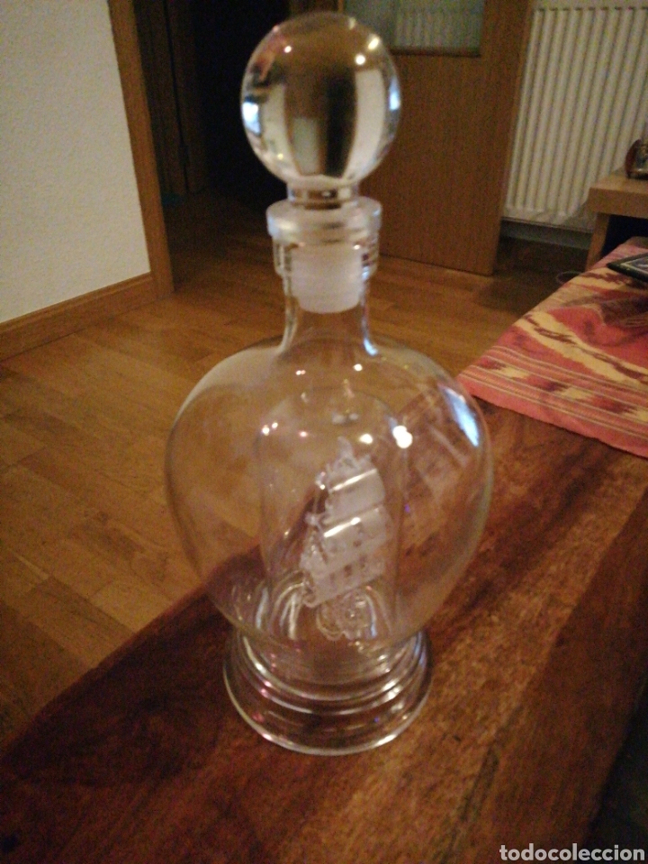 Botellas antiguas: Botella con barco de cristal - Foto 3
