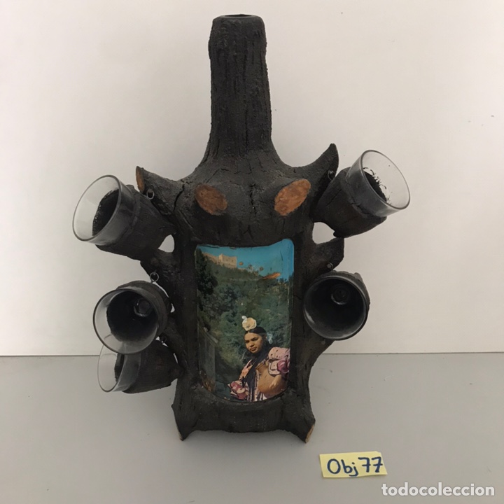 Botellas antiguas: BOTELLA VAC&Iacute;A ARTESANAL EN FORMA DE TRONCO - Foto 1