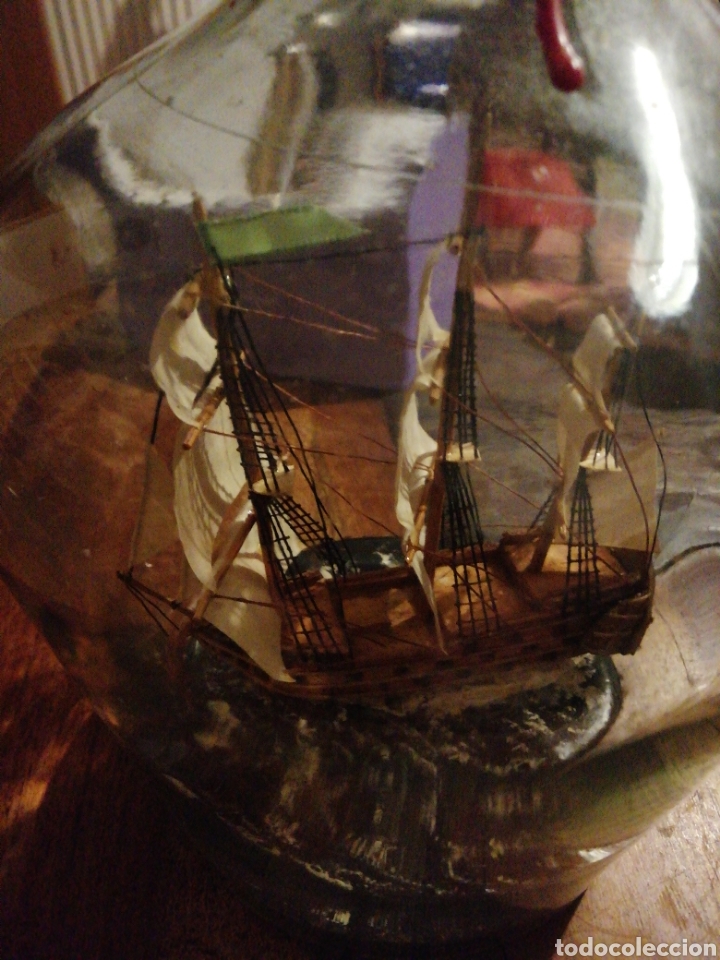 Botellas antiguas: Barco dentro de botella 27 ctm. - Foto 4