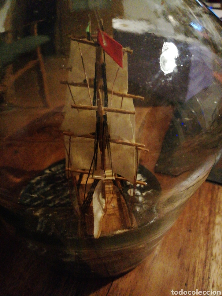 Botellas antiguas: Barco dentro de botella 27 ctm. - Foto 5
