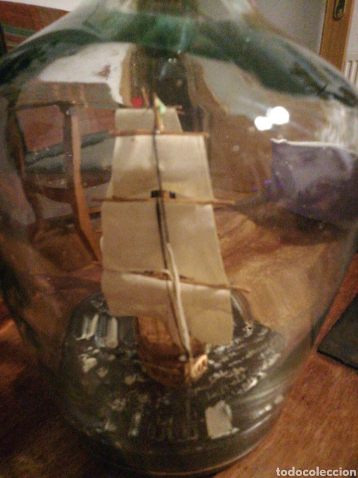 Botellas antiguas: Barco dentro de botella 27 ctm. - Foto 7