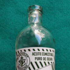 Botellas antiguas: ACEITE SENSIBLE PURO DE OLIVA G. SENSAT BARCELONA 1950 BOTELLA SERIGRAFIADA PUBLICIDAD. Lote 243807350