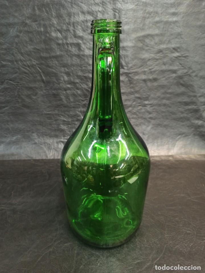Botellas antiguas: Decorativa botella de cristal verde. PI - Foto 3